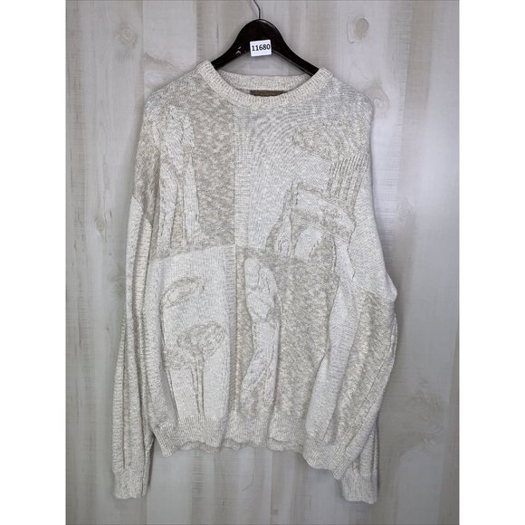 Vintage 90s Shenandoah 3XLT Ivory Golfer Knit Mens Sweater USA Made-11680 - Picture 1 of 8